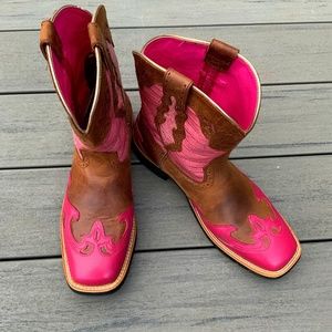 Ariat "Fatbaby" Western Boots Women's Sz 10 in Pink and Brown
